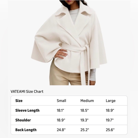 NWT Elegant Cream Women's Cape Coat-S - Picture 8 of 11